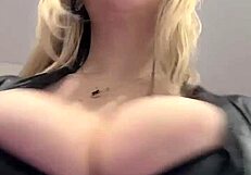 Big natural tits in elastic leather