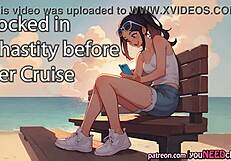 your girlfriend locks you in chastity, rips clothes for femdom orgasm before cruise trip