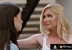 mommys girl reveals milf serene siren and stepbae chloe surreal scissoring intimately after confession.
