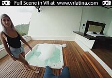 Beautiful blonde with big boobs in VR 5K experience on Vrlatina com