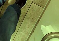 Getting Naked and Masturbating in Public Toilet with Monster Cock Flashing!