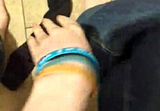 Getting Naked and Masturbating in Public Toilet with Monster Cock Flashing!