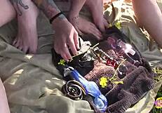 Two super sexy lesbian friends were kissing in the tree and later they had sex