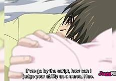 Redhead Nurse Bent Over In Hospital