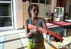 Tattooed Man Dominates Petite Nymph With His Cock