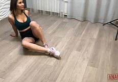 Hot Brunette Babe Amalia's Shaved Pussy Ass Fucked in 3some Cum Covered