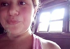 blonde mel performs masturbation on webcam