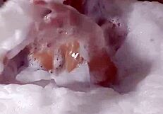 Cyno Model in Cosplay Costume Enjoys Solo Bubble Bath