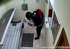 czech voyeur caught fingering in tanning bed, so hot