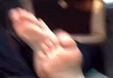 Cute Japanese Woman Showing Her Feet in Hidden Candid Moment