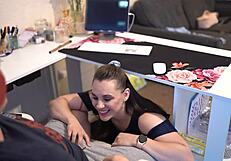 i suck boss's cock on zoom, cum in mouthh