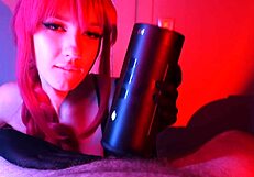 i satisfy him with our new toy 😏 and finish with a blowjob 💦