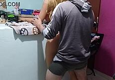 Latina amateur fucks horny stepmother's big ass on Christmas