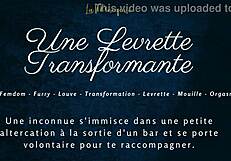 The furry character in crossdressing engages in transforming levrette with French audio.
