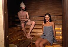 Steamy sauna sex with a cute brunette feels unreal
