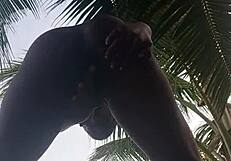 Crazy Bitch Strips And Masturbates Outdoors At Stepdad's Mansion!