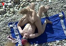 Juicy Ass White Girl Banged Doggy Style on Public Beach.