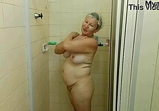 Stepmom catches son jerking off and fucks him in the shower!