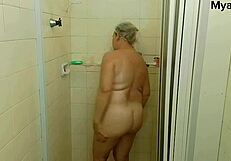 MILF stepmom catches adoptive son masturbating and seduces him