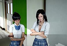 A cute girl gets punished in this anime game called Stormside
