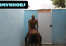 Overwhelmed by desire during rough anal fucking in the backyard