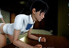 A cute girl gets punished in this anime game called Stormside
