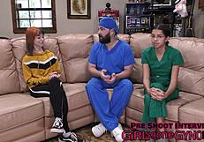 Beautiful natural tits of Ditria Roses during her first gynecological examination
