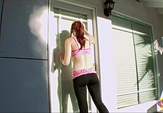 Hot redhead lesbian licks and fingers her skinny friend to orgasm