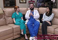 Beautiful natural tits of Ditria Roses during her first gynecological examination