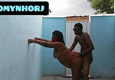 Overwhelmed by desire during rough anal fucking in the backyard