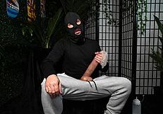 Huge white cock cums in condom until bursting. Drinks piss after?