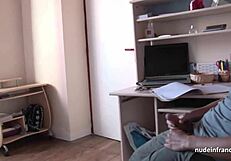 deep anal on busty french brunette in uniform, jizzed on stomach?