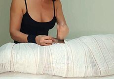 Part2 Mummified Handjob Interrupted for Two Minutes of Cum