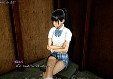 A cute girl gets punished in this anime game called Stormside