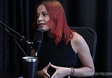 Best moments of Bruna Ferrari on Preliminares podcast with Bia Hot in sheer red - part 2