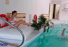 Fit and curvaceous Russian Amalia goes wild in the pool