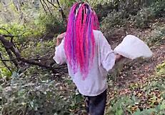 Rough Outdoor Forest Sex with Teen Girl Spanked and Pussy Fucked