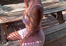 Italian milf Artemisia Love rocks a tight dress outside looking stunning