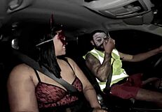 she returns from halloween party bent over and cum-swapped