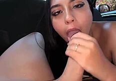 my hot stepsister performs an impressive act in the outdoor setting