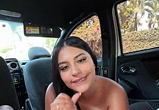 my hot stepsister performs an impressive act in the outdoor setting