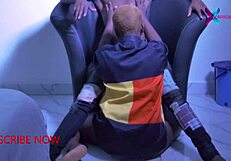 Horny latina visitor moans while fingering wet pussy with big cock lover