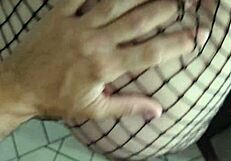 My girlfriend surprises me after work with slaps and nylon play