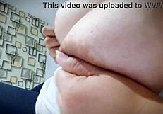 Beautiful Latina with natural big boobs loves to play with them