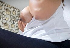 Beautiful Latina with natural big boobs loves to play with them