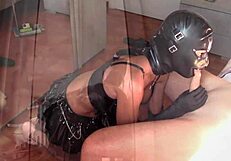 Perfect Blowjob in Mirror with Cum in Mouth from Stunning Milf Body