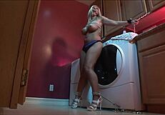 I dominate the busty blonde in the bathroom