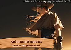 this video features a solo male moaning in pleasure