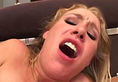 Blond slut Allison Pierce craves two hard cocks for intense anal gaping and creampie orgasms in group riding