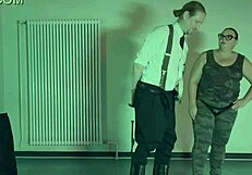 Dominatrix Mistress April torments slave on special prison bed with electro shocks.